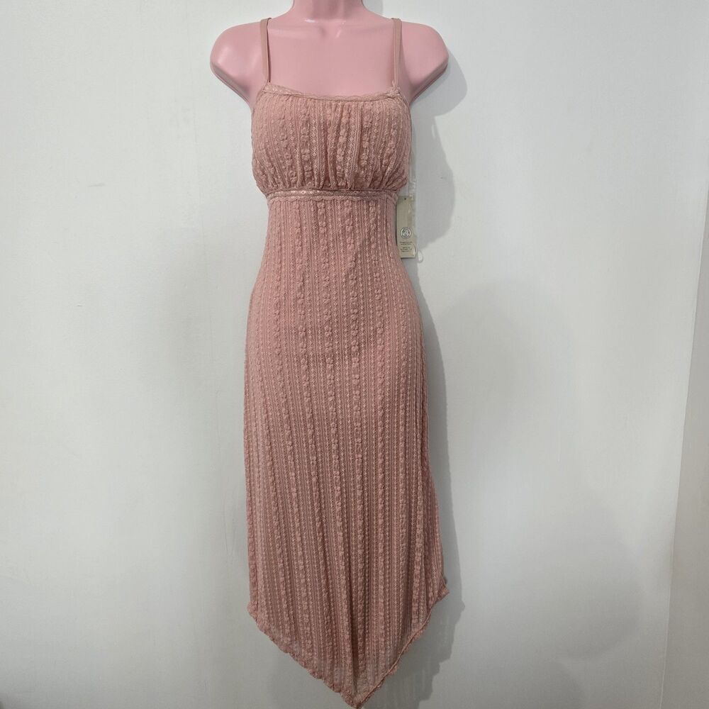 NWT No Boundaries - Size L - Dress - Lace Midi Slip Coquette Cottegecore - Pink